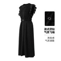 JOSEPH ABBOUD 春夏新款圆领飞飞袖短袖直筒长裙连衣裙女