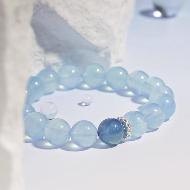 JOSEPH ABBOUD S925纯银天然海蓝宝石手串魔鬼蓝小众设计显白超仙高级感手串