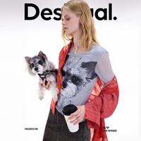 DESIGUAL 【同款】25秋冬雪纳瑞小狗印花长袖女士T恤