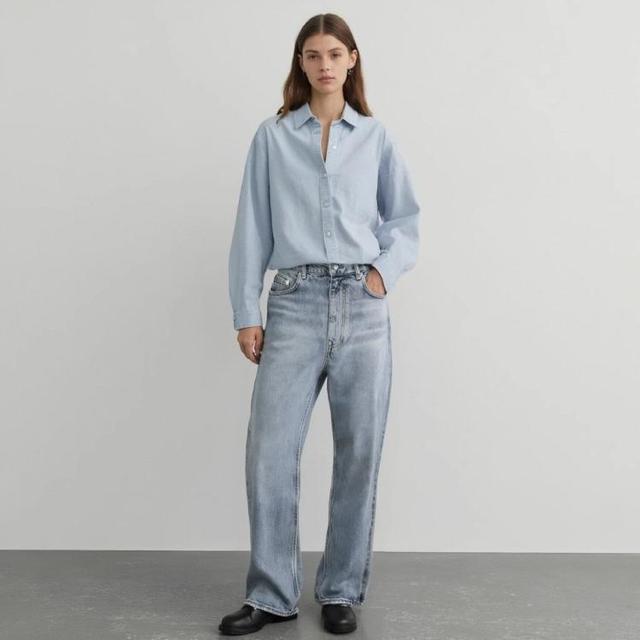 & Other Stories OTHER STORIES H&M集团女式水洗做旧潮流棉质透气舒适简约牛仔长裤