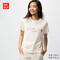 优衣库女装UT Sylvanian Families印花短袖T恤森贝儿家族481296 01 乳白色 M /160/84A