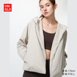 优衣库 女装双面穿防风摇粒绒拉链连帽外套户外防水冬季479697 30 浅米色 XS /150/76A