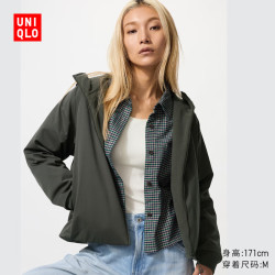 优衣库 女装双面穿防风摇粒绒拉链连帽外套户外防水冬季479697 59 墨绿色 S /155/80A