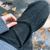MJ STYLE 人字纹高腰直筒休闲裤