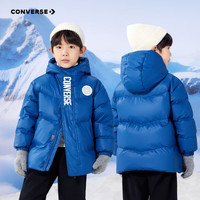 Converse匡威儿童装25年柔软舒适面包服保暖上衣男女童短款连帽羽绒服 宙蓝色 140 充绒量约143g 【身高128-140cm】