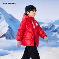 Converse匡威儿童装25年柔软舒适面包服保暖上衣男女童短款连帽羽绒服 匡威红 160 充绒量约178g 【身高152-158cm】