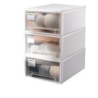 稻草熊 内衣收纳盒抽屉式家用三合一内裤袜子文胸收纳分格整理盒子 茶色大号【无格-内衣盒】