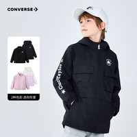 Converse【一衣多穿】匡威童装男童风衣2025秋季防泼水摇粒绒防风保暖 正黑色 160 /80 【身高158-170cm】