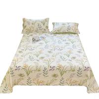 云瑾 纯棉斜纹床单 全棉双人加大被单 1.5/1.8米 花草相依 230*250cm