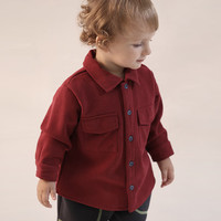 巴厘小猪（BALIPIG）男童衬衫秋冬款2024新款女童加绒加厚保暖宝宝上衣学院风儿童外套