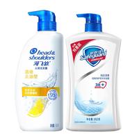 海飞丝洗发水+沐浴露套装清爽去屑去油柔顺持久留香家庭装 去油洗发水500g+纯白沐浴露900g