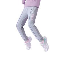 XTEP特步童装女童长裤秋季儿童中大童字母棉质透气裤子运动裤 中麻灰【加绒款】 130 cm