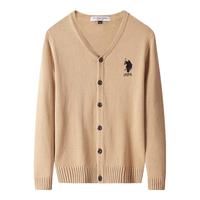 美国马球协会 U.S. POLO ASSN.保罗针织男秋季商务休闲毛衣男百搭保暖外套 卡其 M M 165（105-120斤左右）