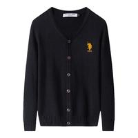 美国马球协会 U.S. POLO ASSN.保罗针织男秋季商务休闲毛衣男百搭保暖外套 黑色 3XL