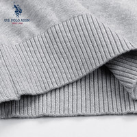 美国马球协会 U.S. POLO ASSN.保罗针织男秋季商务休闲t恤开衫毛衣男百搭保暖长袖外套 浅灰 L 浅灰 纯棉圆领
