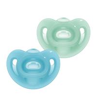 NUK 纯硅胶安抚奶嘴 2只装 绿色+蓝色 0-6月