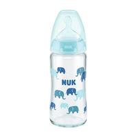 NUK 感温宽口径玻璃奶瓶 蓝色 240ml 0-6个月