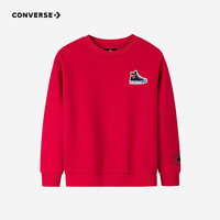 匡威 儿童装2025新春中大童加绒打底衫男女童卫衣本命年红色拜年服 红色 春秋毛圈款