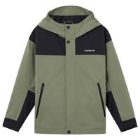 移动端、京东百亿补贴：探路者 儿童冲锋夹克男女中大童装秋冬款加绒外套运动服 岩石绿 150