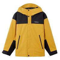 探路者（TOREAD） 儿童冲锋夹克男女中大童装秋冬款加绒外套运动服 锆石黄 140