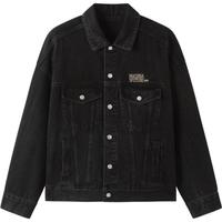 gxgjeans 个性印花 男士牛仔夹克 黑色 S