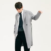 gxg.jeans男装秋冬气质绵羊毛呢大衣 灰蓝 XL (180)