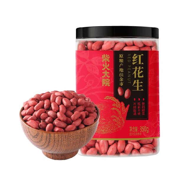 柴火大院 五谷杂粮豆粗粮 东北红皮花生仁 350g