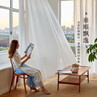 铭聚布艺（MINGJU）竖百叶窗纱卧室阳台飘窗梦幻纱帘竖条纹白纱挂钩式2.7宽*2.4高1片 竖百叶纱2.7宽*2.4高1片(送钩)