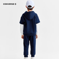 Converse匡威儿童装男童加绒套装冬季中大童长袖T恤假两件长裤两件套 藏青蓝 110 /52 【身高98-104cm】