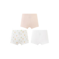 英氏儿童内裤女童四角内裤女宝宝中大童平角打底短裤不夹屁屁 【7A抗菌】女童平角内裤3条装-花语 90 cm（20-26斤）