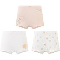 英氏儿童内裤女童四角内裤女宝宝中大童平角打底短裤不夹屁屁 【女童】花语7A抗菌平角内裤3条 90 cm（20-26斤）