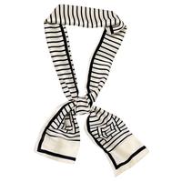 达芬奇密码 长条领带脖子配饰衬衫绑包小丝巾女 百搭春秋职业西装薄款领巾 条纹方格 黑白