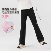 东方骆驼;EASTERN CAMEL女童秋季真锦纶瑜伽裤中腰高弹微喇鲨鱼裤 乌梅黑 140 身高130-140cm