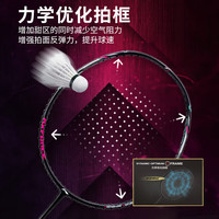 李宁 羽毛球拍雷霆小钢炮全碳素进攻型超轻高磅单拍黑色4U 已穿线 黑色4U