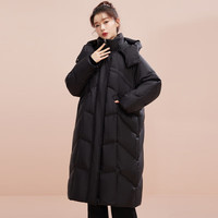 雪中飞百搭可拆卸连帽分格充绒女士长款加厚连帽羽绒服温柔被子款