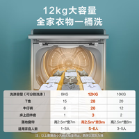 小天鹅 波轮洗衣机全自动水魔方防缠绕 12公斤直驱变频节能彩屏触控水动银除菌  TB120M08DT