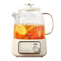 PLUS会员：美的 花漾0胶水全玻璃养生壶 全自动一体煮茶器1.2L YS12B302J 大屏旋钮精控 1.2L