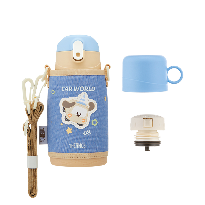 膳魔师儿童保温杯宝宝吸管杯便携式大容量双盖水杯上学喝水直饮杯