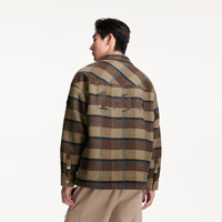 杰克·琼斯（JACK&JONES）男装春秋时尚百搭休闲衣身格纹外套宽松翻领毛呢大衣男224427019 C02卡其色 2XL 190