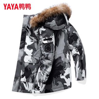 鸭鸭（YAYA）羽绒服男女同款冬季可拆帽加厚工装户外时尚貉子毛领保暖外套 黑色 S (165/84A)