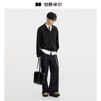 伯爵卓尔polo领通勤风卫衣男士2025秋装松弛感外套男 N531376 月影灰 XL (180)