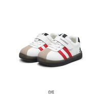 英氏 YEEHOO儿童鞋男童抗菌稳步鞋软底防滑休闲鞋女童休闲鞋出街鞋子抗菌鞋 白红 27 码 脚长15.8-16.2cm