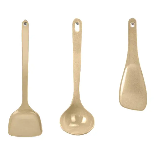 壳氏唯（HUSKS WARE）锅铲家用长柄炒菜铲子铲勺铸铁锅不锈钢锅稻壳餐具厨具三件套套装 锅铲汤勺饭勺三件套