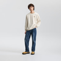 李 Lee25秋冬宽松版圆领刺绣Logo复合灯芯绒连肩袖男女同款卫衣 米白色（尺码偏大，拍小一码） XL