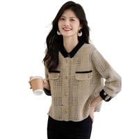 她享短外套女小立领小香风高级感针织开衫外套时尚洋气上衣T143U3001