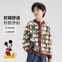 迪士尼 春秋款男童开衫中大童圆领满印针织线衫套头长袖秋装儿童百搭毛衫