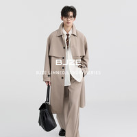 伯爵卓尔 Earl Joel【活页设计】撞色翻领风衣男装外套中长款2025春季 D511059 森林黑 L (175)