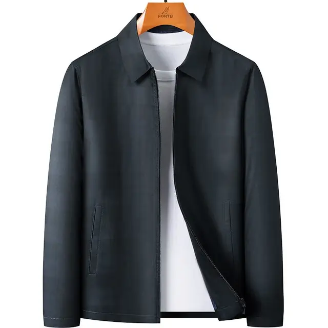 富铤【行政夹克】男士外套男25秋季男装防风轻薄款中年翻领暗纹夹克男