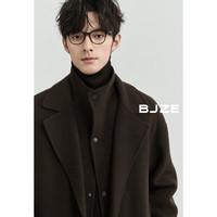 伯爵卓尔假两件全羊毛双面呢大衣男100%中长款外套2024秋冬 P441873 巧克力软糖 M 170