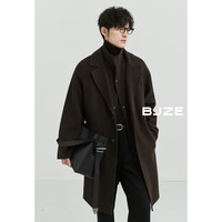 伯爵卓尔假两件全羊毛双面呢大衣男100%中长款外套2024秋冬 P441873 漆黑 M 170